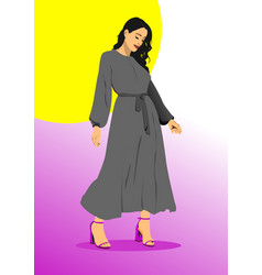 Silhouette Of Fashion Woman In Gray 3d Hand Drawn