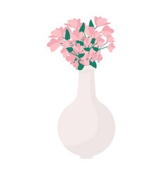 Vase With Blooming Flowers Semi Flat Color Object