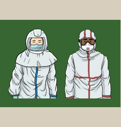 African And Asian Medical Workers Wearing Hazmat