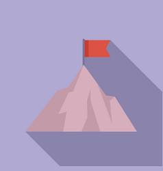 Climb Flag On Mountain Icon Flat Top