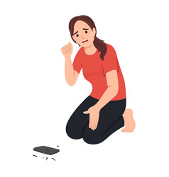 Sad Woman Crying Because Of Broken Mobile Phone