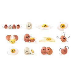 Cute Egg Faces Cartoon Funny Doodle Happy