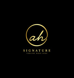 A H Ah Initial Letter Handwritten Signature Logo