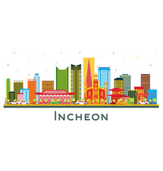 Incheon South Korea City Skyline With Color