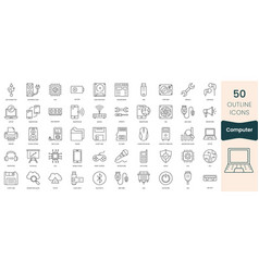 Set Of Computer Icons Thin Outline Icons Pack