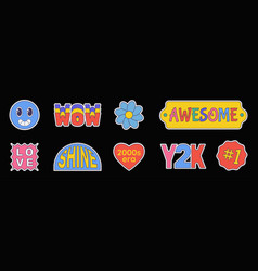 Retro Sticker Pack In Y2k Aesthetic Group Of Badge