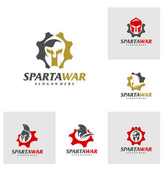 Set Of Gear Spartan Warrior Logo Spartan Helmet