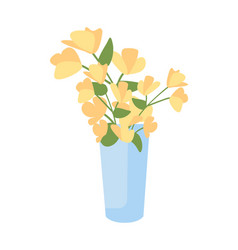 Blue Vase With Flowers Semi Flat Color Object