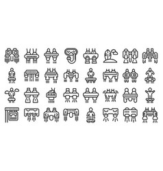 Flyboard Icons Set Outline Adventure Board