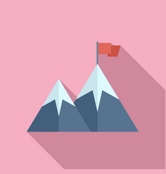 Business Flag On Mountain Icon Flat Top