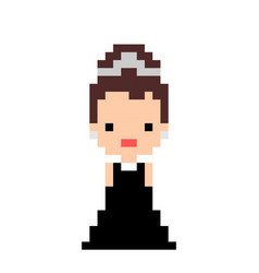 Pixel Image Princess Wearing Black Dress