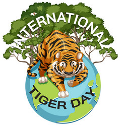 A Tiger On Globe With Trees