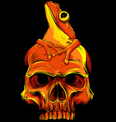 Frog On Human Skull Design