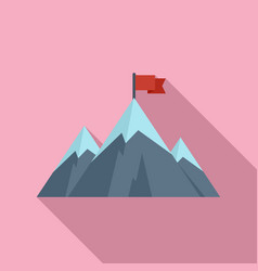 Growth Flag On Mountain Icon Flat Career