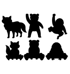 Wild Animals Silhouette Set Cartoon