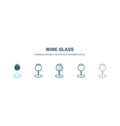 Wine Glass Icon In 5 Different Style Outline