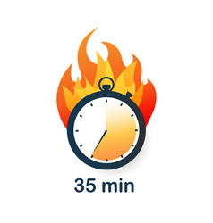 35 Minutes Clock On Fire Icon