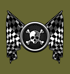 Checkered And Skull Racing Flag