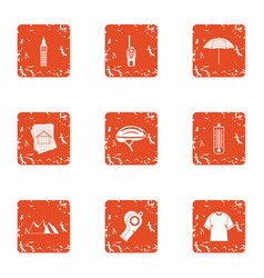 Driveway Icons Set Grunge Style