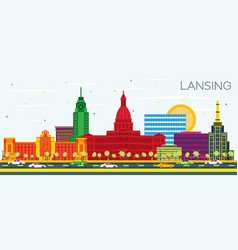 Lansing Michigan City Skyline With Color