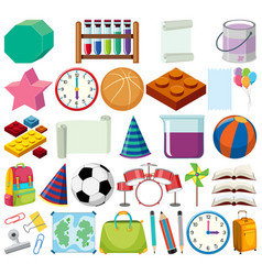 Set Isolated Objects Theme School Items