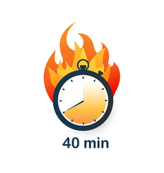 40 Minutes Clock On Fire Icon