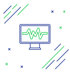 Line Computer Monitor With Cardiogram Icon