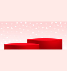 Valentines Romantic Hearts Banner With 3d Podium