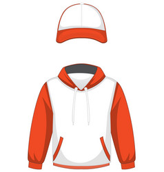 Front Basic White And Orange Hoodie And Cap