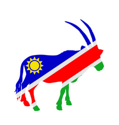 Namibia Flag Over Oryx Antelope National Animal