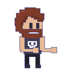 Retro Videogame Tough Guy Character Pixelated