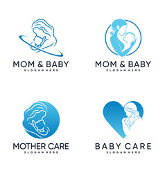 Set Bundle Of Mom And Baby Logo Design