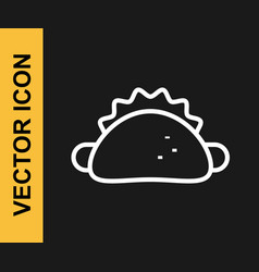 White Line Taco With Tortilla Icon Isolated