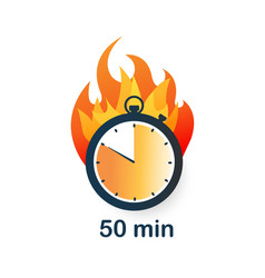 50 Minutes Clock On Fire Icon