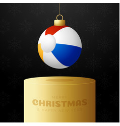 Beach Ball Christmas Podium Card Merry Christmas