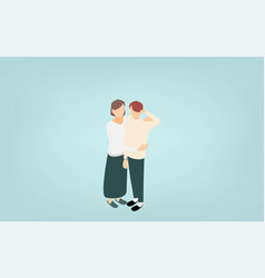 Isometric Skinship Hugging Men And Women