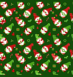 Seamless Pattern With Small Gnomes In Caps Cute