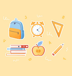 Set Of Stickers Of School Supplies