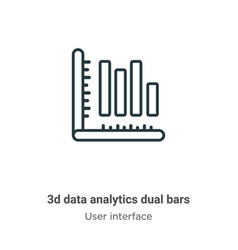 3d Data Analytics Dual Bars Outline Icon Thin