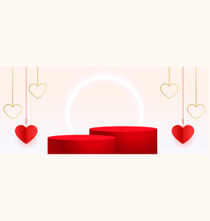 Valentines Day Event Banner With 3d Podium