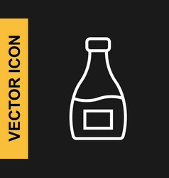 White Line Sauce Bottle Icon Isolated On Black