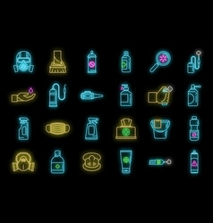 Home Disinfection Icons Set Neon