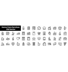 Set Of Outline Home Care Services Old Senior Icons