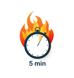 5 Minutes Clock On Fire Icon