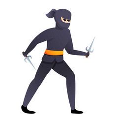 Asian Ninja With Sai Weapon Icon Cartoon Style