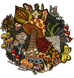 Cute Autumn Doodle Colorful Round Cdr