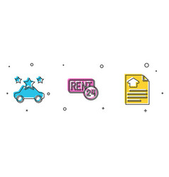 Set Car Sharing Rent And House Contract Icon