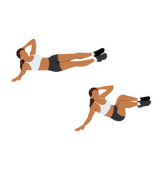 Woman Doing Oblique Crunch Exercise Flat