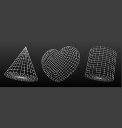 3d Outline Wireframe Geometric Shapes