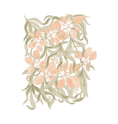 Floral Motif Intertwined Branches And Leavesin